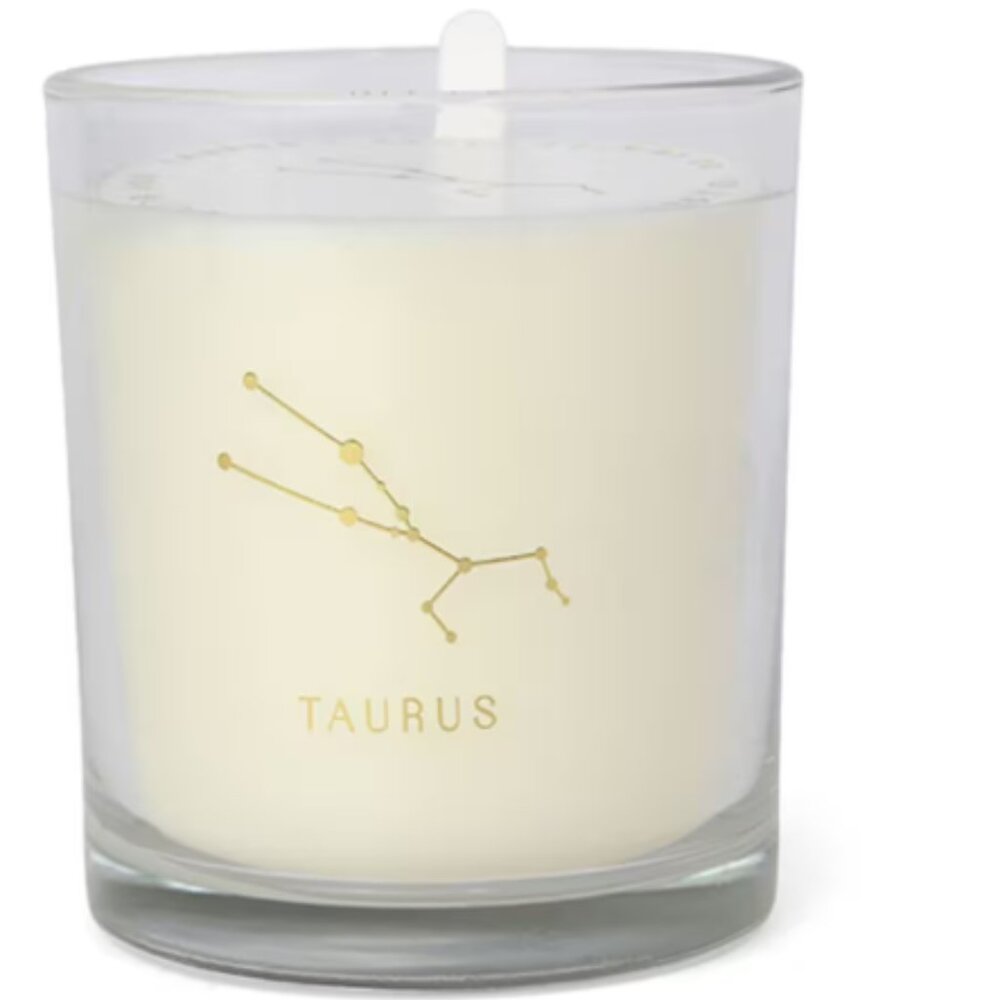 Taurus Zodiac Wax Blend White Candle with Cotton Wick in Glass Jar 8 oz NEW